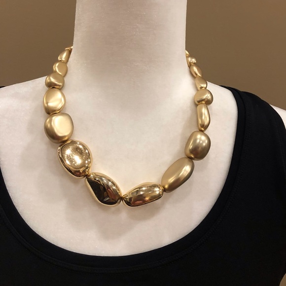 Jones New York Matte Gold Bead Statement Necklace and Matching Bracelet - Picture 3 of 8